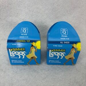 L'eggs Pantyhose Lot Summer Leggs Sheer Toe Nude/Pearl Women Sz Q Vintage 90s